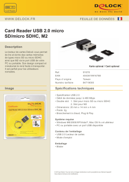 DeLOCK 91678 USB 2.0 CardReader micro SD/micro SDHC, M2 Fiche technique