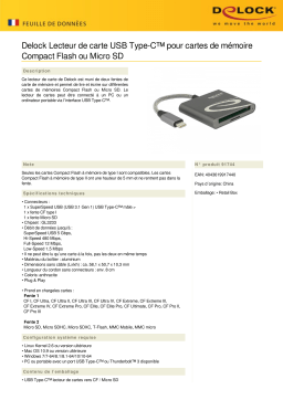 DeLOCK 91744 USB Type-C™ Card Reader for Compact Flash or Micro SD memory cards Fiche technique