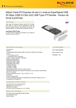 DeLOCK 89009 PCI Express x8 Card to 2 x external SuperSpeed USB 20 Gbps (USB 3.2 Gen 2x2) USB Type-C™ female - Low Profile Form Factor Fiche technique