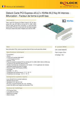 DeLOCK 89045 PCI Express x8 Card to 2 x internal NVMe M.2 Key M - Bifurcation - Low Profile Form Factor Fiche technique