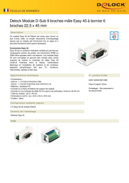 DeLOCK 81349 Easy 45 Module D-Sub 9 pin male to 6 pin Terminal Block 22.5 x 45 mm Fiche technique