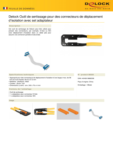 DeLOCK 86830 Crimping Tool for insulation displacement connectors Fiche technique | Fixfr