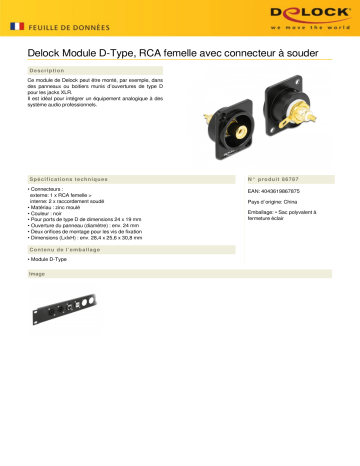 DeLOCK 86787 D-Type Module RCA female to solder connector Fiche technique | Fixfr