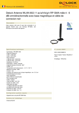 DeLOCK 88901 WLAN 802.11 ac/a/h/b/g/n Antenna RP-SMA plug 4 - 6 dBi omnidirectional Fiche technique