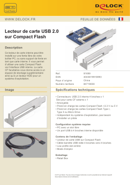 DeLOCK 91699 USB 2.0 > Compact Flash Card Reader Fiche technique