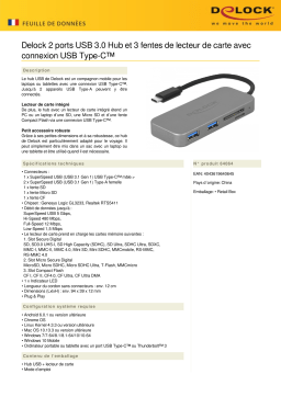 DeLOCK 64064 2 Port USB 3.0 Hub and 3 Slot Card Reader Fiche technique