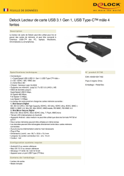 DeLOCK 91740 USB 3.1 Gen 1 Card Reader USB Type-C™ male 4 Slots Fiche technique