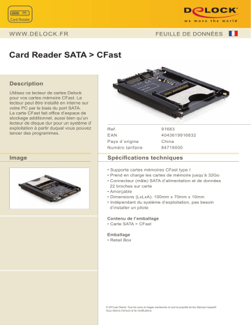 DeLOCK 91683 Card Reader SATA > CFast Fiche technique | Fixfr