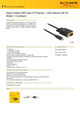 DeLOCK 85261 Kabel USB Type-C™ Stecker > VGA Stecker (DP Alt Mode) 1 m schwarz Fiche technique