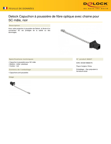 DeLOCK 86847 Fiber optic dust cap Fiche technique | Fixfr