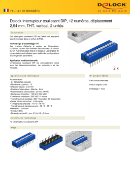 DeLOCK 66386 DIP sliding switch 12-digit 2.54 mm pitch THT vertical blue 2 pieces Fiche technique