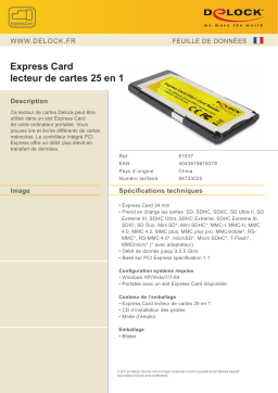 DeLOCK 61837 Express Card 25 in1 Card Reader Fiche technique