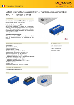 DeLOCK 66377 DIP sliding switch 7-digit 2.54 mm pitch THT vertical blue 2 pieces Fiche technique