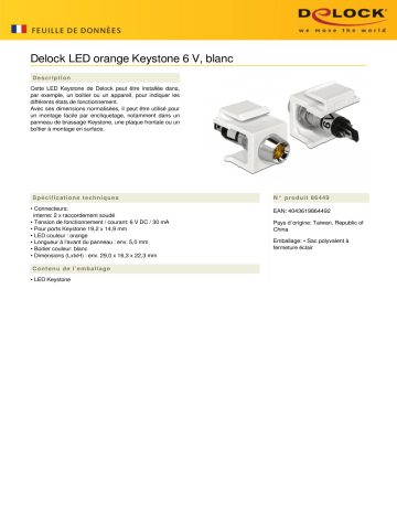 DeLOCK 86449 Keystone LED orange 6 V, white Fiche technique | Fixfr