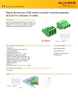 DeLOCK 66020 Terminal block for PCB soldering version 3 pin 6.35 mm pitch vertical 10 pieces Fiche technique