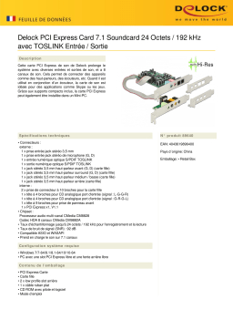 DeLOCK 89640 PCI Express Soundcard 7.1 - 24 Bit / 192 kHz Fiche technique