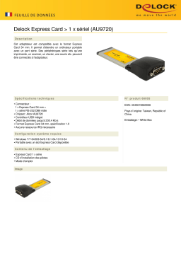 DeLOCK 66005 Express Card > 1 x Serial (AU9720) Fiche technique