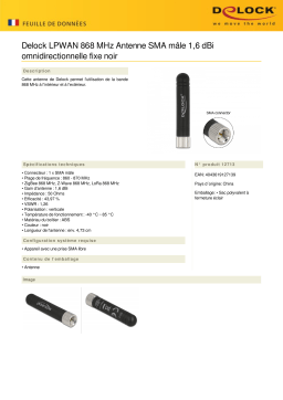 DeLOCK 12713 LPWAN 868 MHz Antenna SMA plug 1.6 dBi omnidirectional fixed black Fiche technique