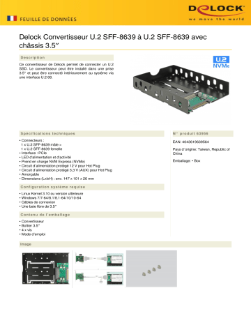 DeLOCK 63956 Converter U.2 SFF-8639 to U.2 SFF-8639 Fiche technique | Fixfr