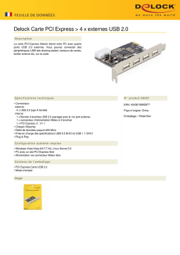 DeLOCK 89287 PCI Express Card > 4 x external USB 2.0 Fiche technique