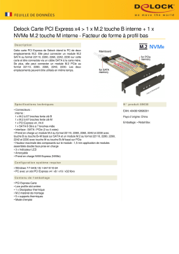 DeLOCK 89630 PCI Express x4 Card > 1 x internal M.2 Key B + 1 x internal NVMe M.2 Key M - Low Profile Form Factor Fiche technique