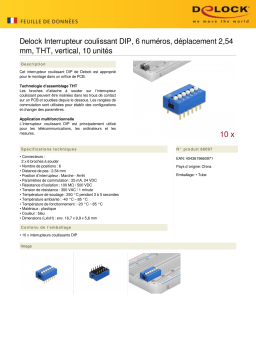 DeLOCK 66097 DIP sliding switch 6-digit 2.54 mm pitch THT vertical blue 10 pieces Fiche technique