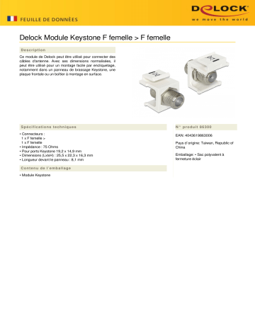 DeLOCK 86300 Keystone Module F female > F female Fiche technique | Fixfr