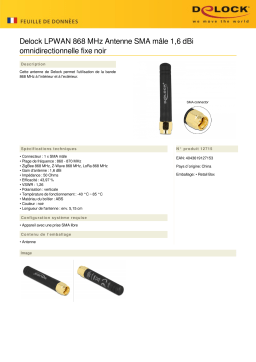 DeLOCK 12715 LPWAN 868 MHz Antenna SMA plug 1.6 dBi omnidirectional fixed black Fiche technique