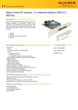 DeLOCK 89366 PCI Express Card > 2 x external Multiport USB 3.0 + eSATAp Fiche technique