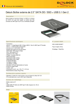 DeLOCK 42587 2.5″ External Enclosure SATA HDD / SSD > USB 3.1 Gen 2 Fiche technique