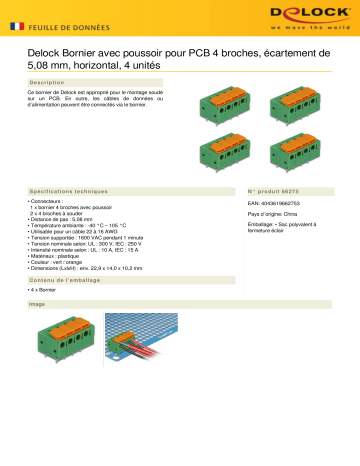 DeLOCK 66275 Terminal block Fiche technique | Fixfr