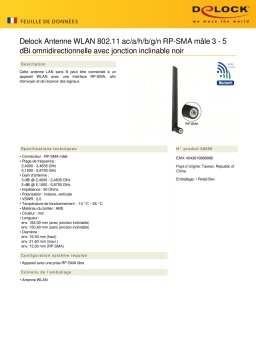 DeLOCK 88898 WLAN 802.11 ac/a/h/b/g/n Antenna RP-SMA plug 3 - 5 dBi omnidirectional Fiche technique