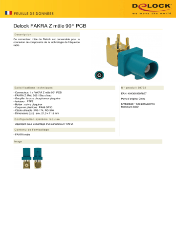 DeLOCK 89782 FAKRA Z plug 90° PCB Fiche technique | Fixfr