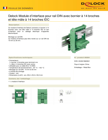 DeLOCK 66084 Interface Module for DIN Rail Fiche technique | Fixfr