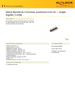 DeLOCK 66695 Pin header 10 pin, pitch 2.54 mm, 1-row, angled, 5 pieces Fiche technique