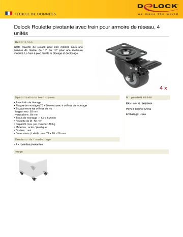 DeLOCK 66546 Castor Wheel Fiche technique | Fixfr