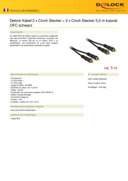 DeLOCK 85223 Kabel 2 x Cinch Stecker > 2 x Cinch Stecker 5,0 m koaxial OFC schwarz Fiche technique