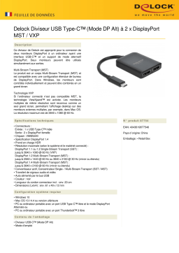 DeLOCK 87754 USB Type-C™ Splitter (DP Alt Mode) to 2 x DisplayPort MST / VXP Fiche technique