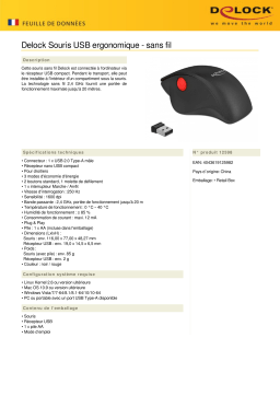 DeLOCK 12598 Ergonomic USB Mouse - wireless Fiche technique