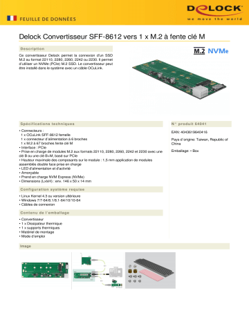 DeLOCK 64041 Converter SFF-8612 to 1 x M.2 Key M slot Fiche technique | Fixfr