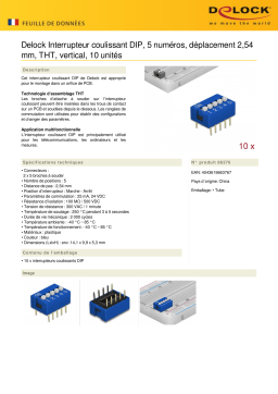 DeLOCK 66376 DIP sliding switch 5-digit 2.54 mm pitch THT vertical blue 10 pieces Fiche technique