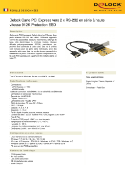 DeLOCK 62996 PCI Express Card to 2 x Serial RS-232 high speed 921K ESD protection Fiche technique