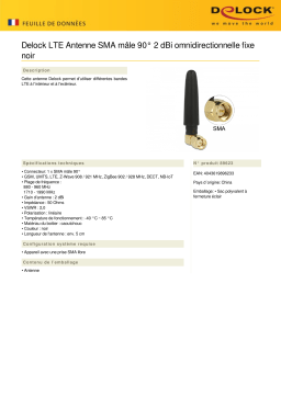 DeLOCK 89623 LTE Antenna SMA plug 90° 2 dBi omnidirectional fixed black Fiche technique