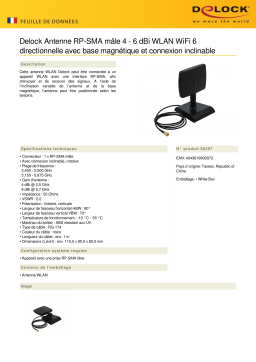 DeLOCK 90297 WLAN WiFi 6 Antenna RP-SMA plug 4 - 6 dBi directional Fiche technique