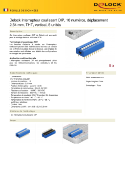 DeLOCK 66102 DIP sliding switch 10-digit 2.54 mm pitch THT vertical blue 5 pieces Fiche technique