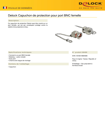 DeLOCK 88489 Protective Cap for BNC Jack Fiche technique | Fixfr