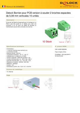 DeLOCK 66009 Terminal block for PCB soldering version 2 pin 5.08 mm pitch vertical 10 pieces Fiche technique