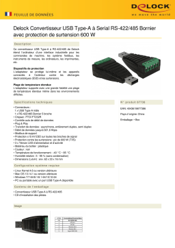 DeLOCK 87738 Converter USB Type-A to Serial RS-422/485 terminal block Fiche technique