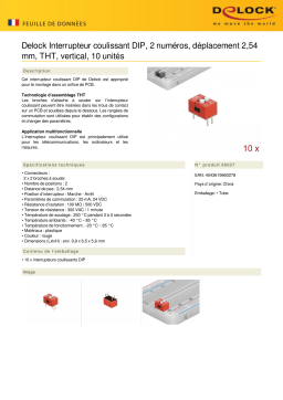 DeLOCK 66027 DIP sliding switch 2-digit 2.54 mm pitch THT vertical red 10 pieces Fiche technique