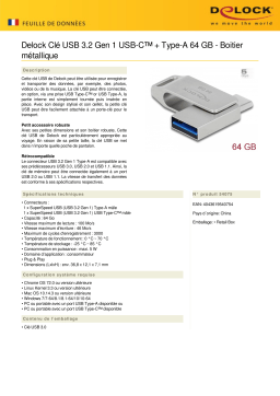 DeLOCK 54075 USB 3.2 Gen 1 USB-C™ + Type-A Memory Stick 64 GB - Metal Housing Fiche technique